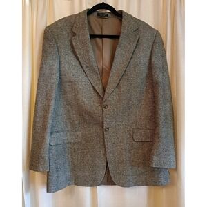 Jeffrey Banks Men's‎ 100% Silk Gray Plaid 2 Button Blazer Size 44R